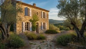 Villa provençale à rénover à Mougins avec jardin méditerranéen et collines des Alpes-Maritimes en arrière-plan